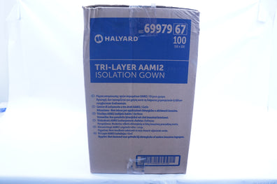 Halyard 69979 Tri-Layer AAMI2 Isolation G o w n L Yellow - Case of 100